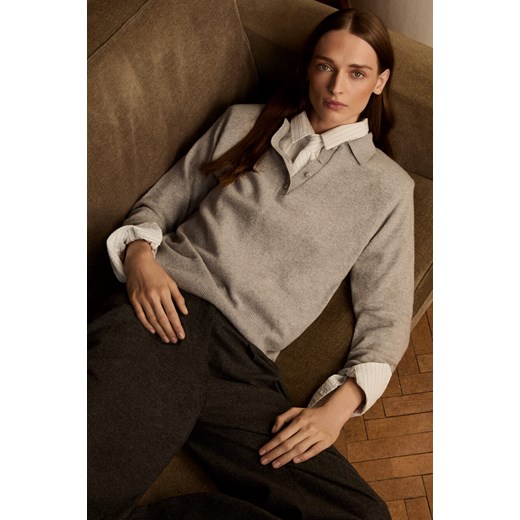 SWETER DAMSKI POLO MERINO & CASHMERE GREY ze sklepu Jemiol w kategorii Swetry damskie - zdjęcie 187229339