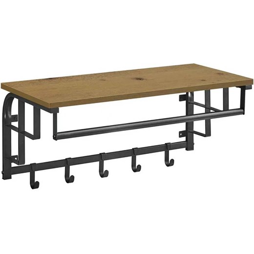 Półka ścienna z wieszakami na ubrania dąb artisan - Tocador 6X - id: 53615 - marki Elior - 187230279 Półka ścienna z wieszakami na ubrania dąb artisan - Tocador 6X ze sklepu Edinos.pl w kategorii Półki - zdjęcie 187230279