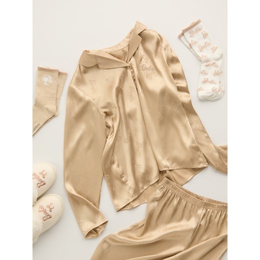 Sinsay - Piżama dwuczęściowa ze wzorem Barbie - kremowy Sinsay XS Sinsay