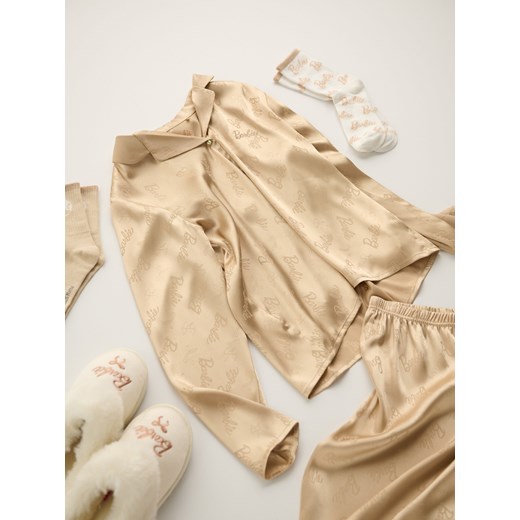 Sinsay - Piżama dwuczęściowa ze wzorem Barbie - kremowy Sinsay XS Sinsay
