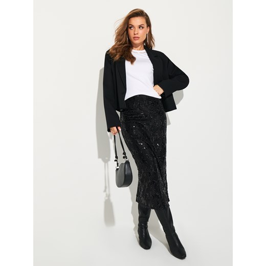 Sinsay - Prążkowany sweter z ozdobnymi cyrkoniami - kremowy Sinsay XS Sinsay