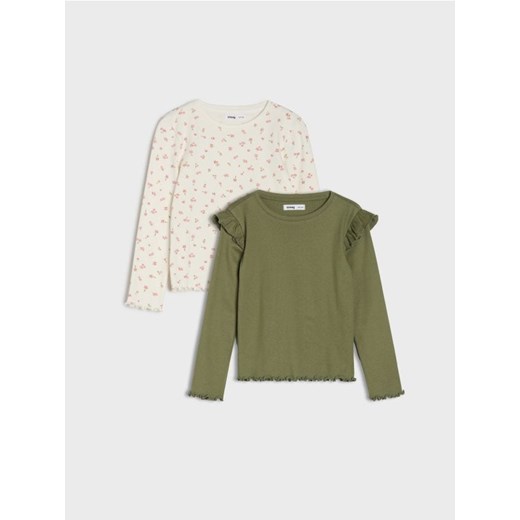 Sinsay - Prążkowane koszulki z długimi rękawami 2 pack - wielobarwny - id: 693DY-MLC - marki Sinsay - 187236267 Sinsay - Prążkowane koszulki z długimi rękawami 2 pack - wielobarwny ze sklepu Sinsay w kategorii Bluzki dziewczęce - zdjęcie 187236267