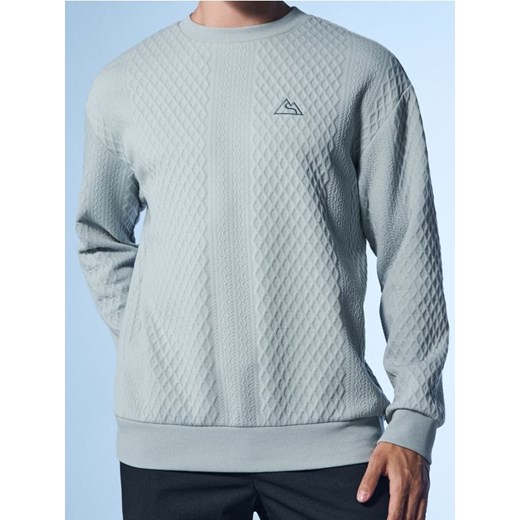 Sinsay - Strukturalna bluza crewneck z haftem - błękitny - id: 949EU-05X - marki Sinsay - 187236319 Sinsay - Strukturalna bluza crewneck z haftem - błękitny ze sklepu Sinsay w kategorii Bluzy męskie - zdjęcie 187236319