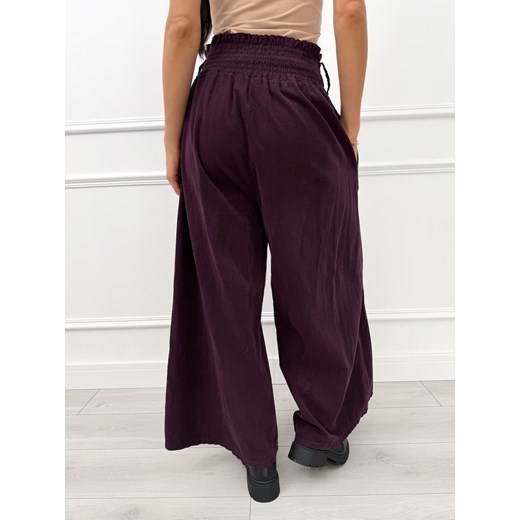 Burgundowe Sztruksowe Spodnie z Szeroką Nogawką Modnakiecka.pl 42 ModnaKiecka.pl