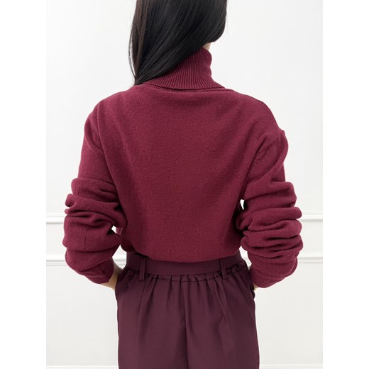 Bordowy Klasyczny Golf Modnakiecka.pl 2XL/3XL ModnaKiecka.pl