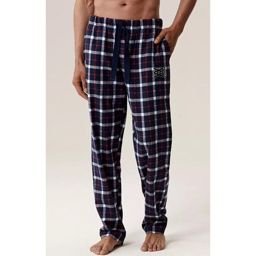 Atlantic spodnie piżamowe w kratkę NMB-045-GRANATOWY, Kolor granatowy-kratka, Rozmiar S, ATLANTIC ze sklepu Primodo w kategorii Piżamy męskie - zdjęcie 187238516