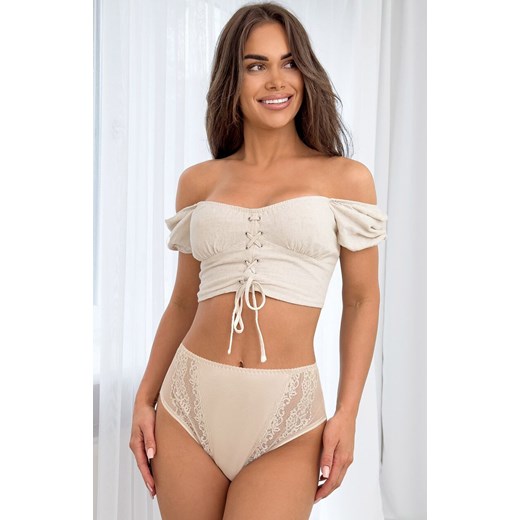 Donna beżowe majtki damskie z wysokim stanem 228, Kolor beżowy, Rozmiar S, Donna ze sklepu Primodo w kategorii Majtki damskie - zdjęcie 187238557