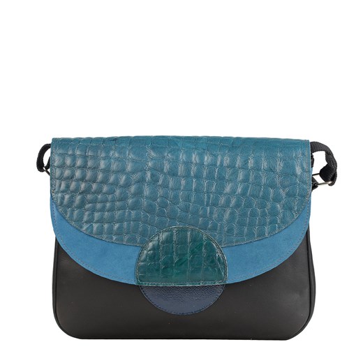 czarno zielona torebka skórzana na ramię Rainbow ze sklepu Słoń Torbalski w kategorii Listonoszki - zdjęcie 187238897