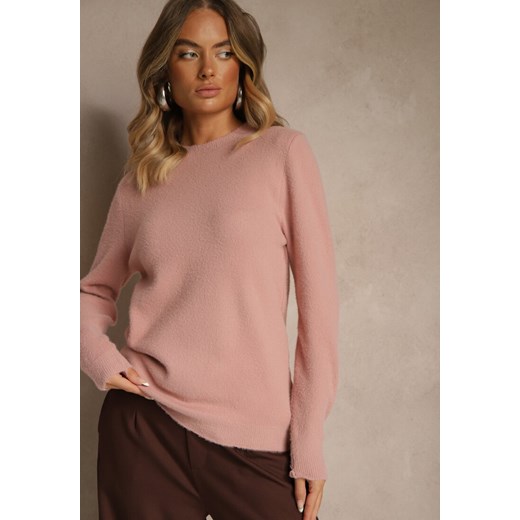 Różowy Sweter z Wełną ze Ściągaczami Furrive ze sklepu renee.pl w kategorii Swetry damskie - zdjęcie 187239016