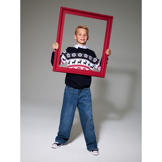 Sinsay - Sweter z motywem świątecznym - granatowy Sinsay 164 (13-14 l) Sinsay