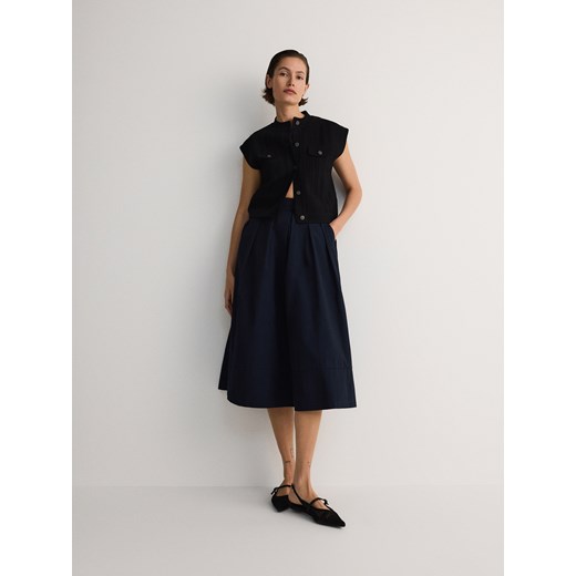 Reserved - Rozkloszowana spódnica midi - granatowy ze sklepu Reserved w kategorii Spódnice - zdjęcie 187239655