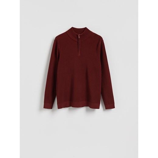 Reserved - Sweter z rozpinaną stójką - bordowy ze sklepu Reserved w kategorii Swetry męskie - zdjęcie 187239766