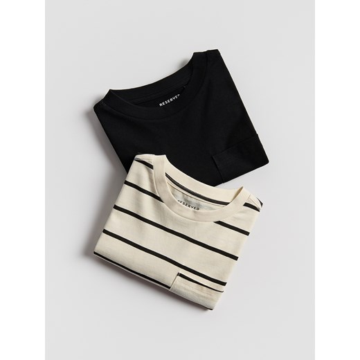 Reserved - Bawełniany longsleeve 2 pack - złamana biel ze sklepu Reserved w kategorii T-shirty chłopięce - zdjęcie 187240548