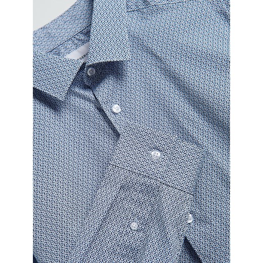 Reserved - Koszula slim fit w drobny wzór - granatowy Reserved L Reserved