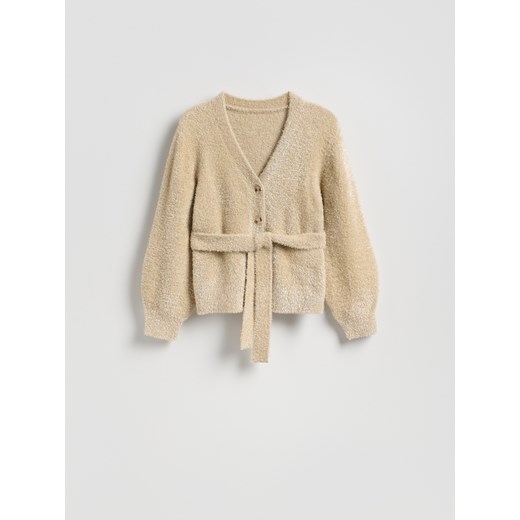 Reserved - Kardigan z metalizowaną nicią - kremowy - id: 553GC-12X - marki Reserved - 187240846 Reserved - Kardigan z metalizowaną nicią - kremowy ze sklepu Reserved w kategorii Swetry damskie - zdjęcie 187240846