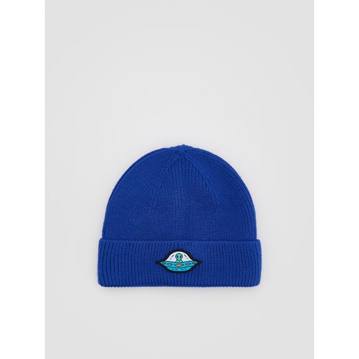 Reserved - Dzianinowa czapka z naszywką - niebieski ze sklepu Reserved w kategorii Czapki dziecięce - zdjęcie 187240967