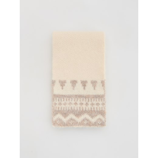 Reserved - Wzorzysty szalik - kremowy - id: 727FD-12X - marki Reserved - 187240969 Reserved - Wzorzysty szalik - kremowy ze sklepu Reserved w kategorii Szaliki i chusty damskie - zdjęcie 187240969