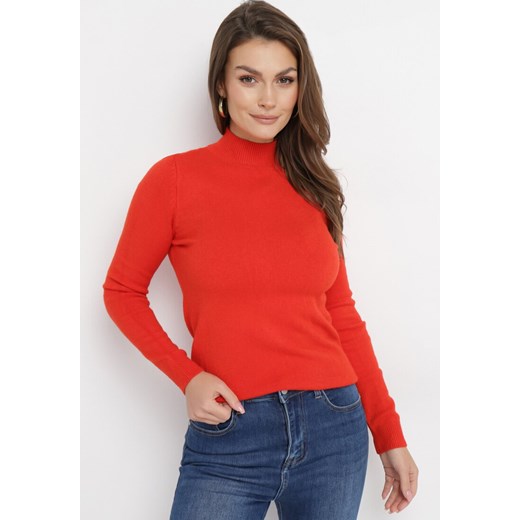 Pomarańczowy Golf z Miękkiej Dzianiny Agotona L born2be.pl