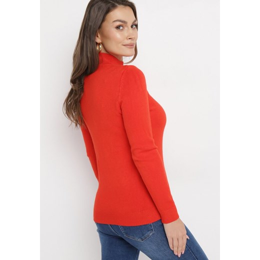 Pomarańczowy Golf z Miękkiej Dzianiny Agotona L born2be.pl