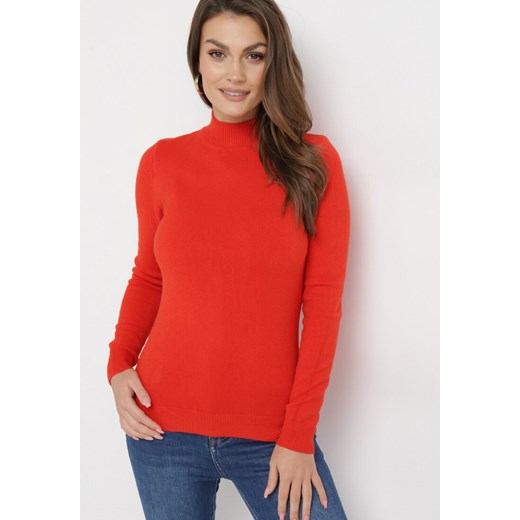 Pomarańczowy Golf z Miękkiej Dzianiny Agotona L born2be.pl