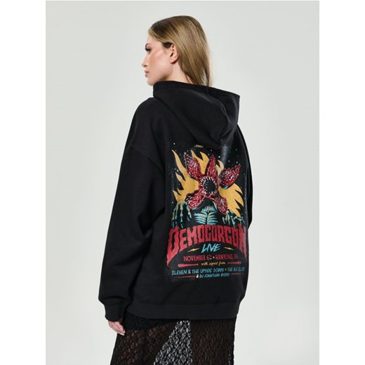 Sinsay - Bluza hoodie z nadrukiem z tyłu Stranger Things - czarny Sinsay XXL Sinsay
