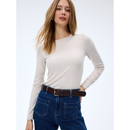 Mohito - Dopasowana bluzka - beżowy ze sklepu Mohito w kategorii Bluzki damskie - zdjęcie 187241766