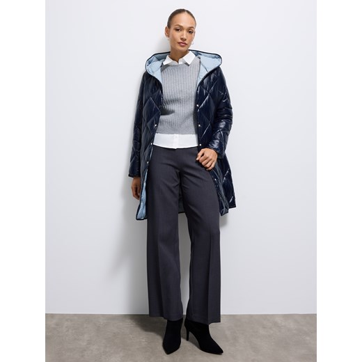 Mohito - Pikowany granatowy płaszcz - granatowy ze sklepu Mohito w kategorii Płaszcze damskie - zdjęcie 187241888