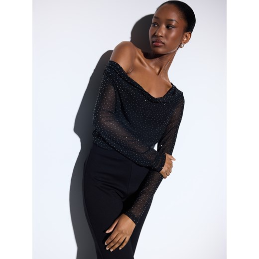 Mohito - Bluzka z ozdobnymi detalami - czarny ze sklepu Mohito w kategorii Bluzki damskie - zdjęcie 187242127
