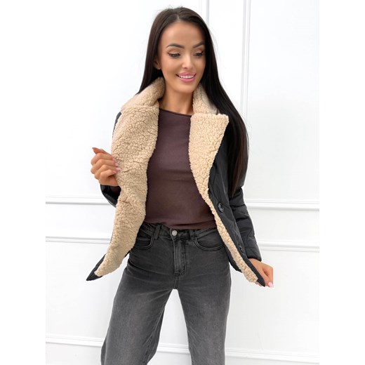 Czarna Pikowana Kurtka z Misiem Modnakiecka.pl 38 ModnaKiecka.pl