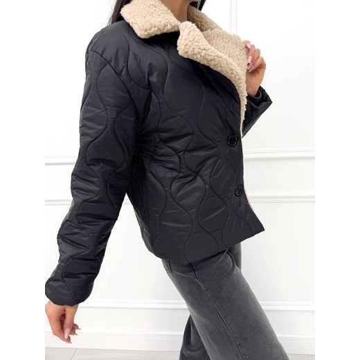 Czarna Pikowana Kurtka z Misiem Modnakiecka.pl 38 ModnaKiecka.pl