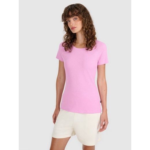 Damski t-shirt bez nadruku 4F 4FRSS25TTSHF2790 - różowy ze sklepu Sportstylestory.com w kategorii Bluzki damskie - zdjęcie 187242899