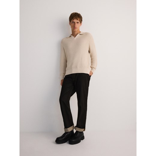 Reserved - Sweter polo - beżowy Reserved S okazja Reserved