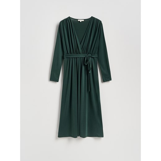 Reserved - Sukienka midi z modalem - morski ze sklepu Reserved w kategorii Sukienki - zdjęcie 187243377