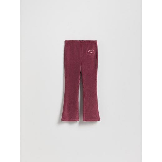Reserved - Dzianinowe spodnie z haftem - mahoniowy ze sklepu Reserved w kategorii Spodnie dziewczęce - zdjęcie 187243388