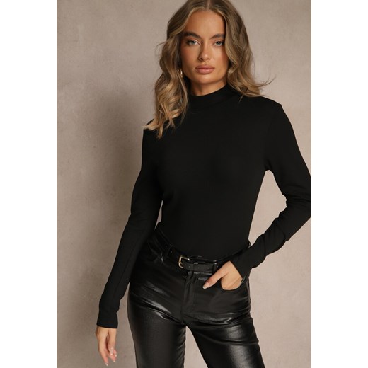 Czarna Casualowa Bluzka z Golfem Longsleeve Ralaia ze sklepu renee.pl w kategorii Bluzki damskie - zdjęcie 187244717