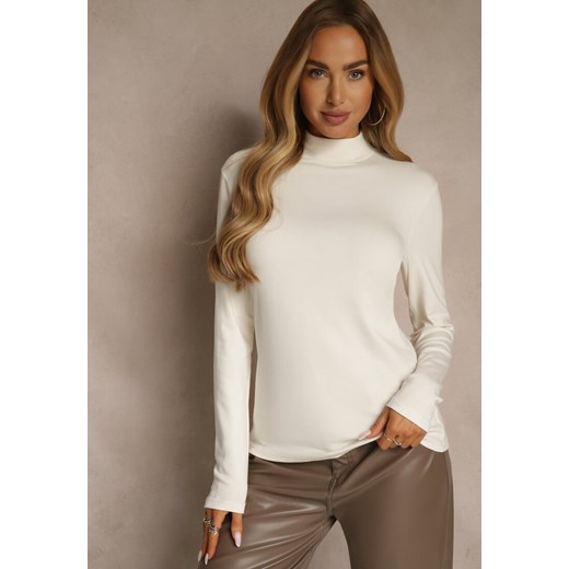 Biała Casualowa Bluzka z Golfem Longsleeve Ralaia ze sklepu renee.pl w kategorii Bluzki damskie - zdjęcie 187244727
