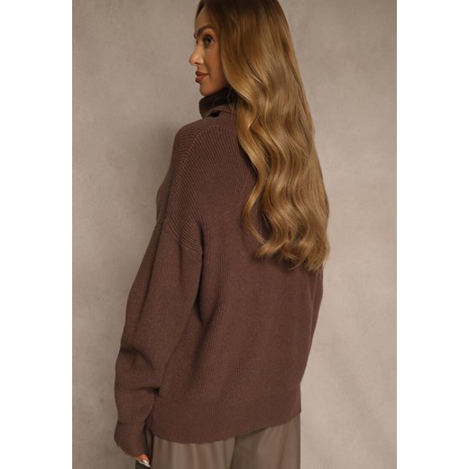 Brązowy Golf z Domieszką Wiskozy i Kaszmiru Azivara Renee ONE SIZE renee.pl