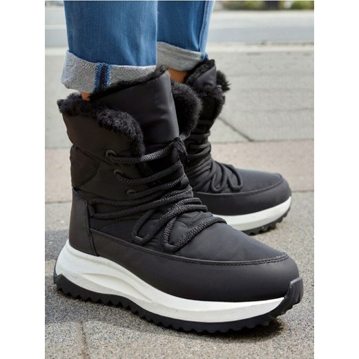 Sinsay - Botki ocieplane ze sztucznym futerkiem - czarny ze sklepu Sinsay w kategorii Śniegowce damskie - zdjęcie 187246067