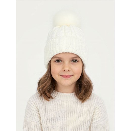 Sinsay - Czapka z pomponem i dekoracyjnym splotem - kremowy ze sklepu Sinsay w kategorii Czapki dziecięce - zdjęcie 187246068