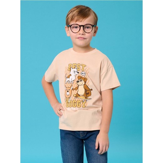 Sinsay - Koszulka z nadrukiem - beżowy ze sklepu Sinsay w kategorii T-shirty chłopięce - zdjęcie 187246069