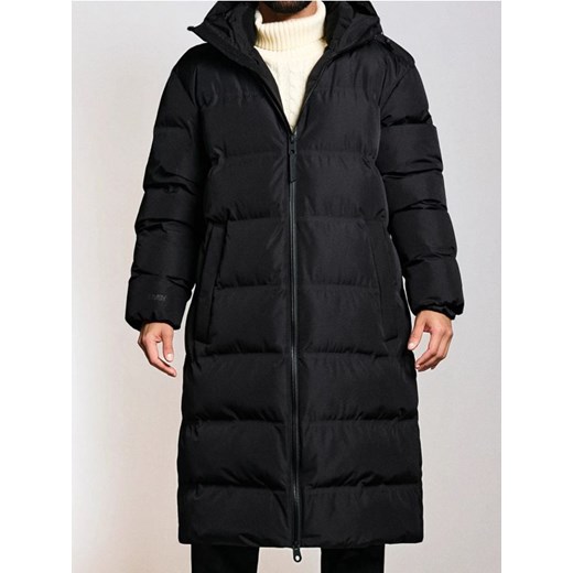 Sinsay - Pikowany płaszcz z kapturem - czarny ze sklepu Sinsay w kategorii Płaszcze męskie - zdjęcie 187246115