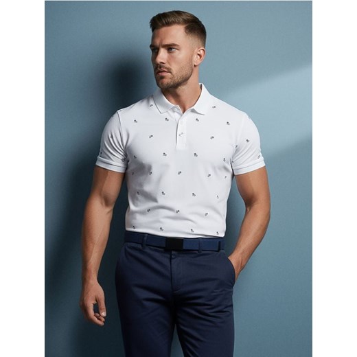 Sinsay - Koszulka polo z nadrukiem all over - biały ze sklepu Sinsay w kategorii T-shirty męskie - zdjęcie 187246148