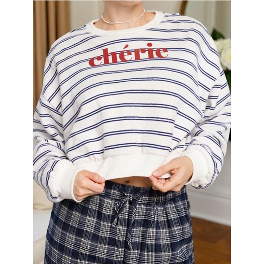 Sinsay - Bluza w paski z napisem - wielobarwny ze sklepu Sinsay w kategorii Bluzy damskie - zdjęcie 187246259