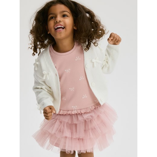 Reserved - Bawełniany t-shirt z nadrukiem - pastelowy róż - id: 574FT-03X - marki Reserved - 187246719 Reserved - Bawełniany t-shirt z nadrukiem - pastelowy róż ze sklepu Reserved w kategorii Bluzki dziewczęce - zdjęcie 187246719