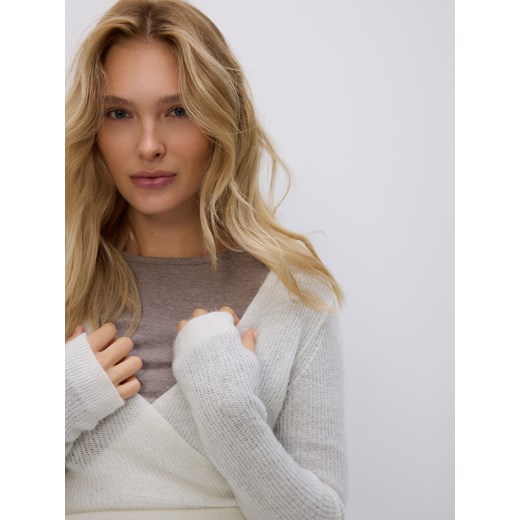 Reserved - Sweter z wełną - złamana biel ze sklepu Reserved w kategorii Swetry damskie - zdjęcie 187246748