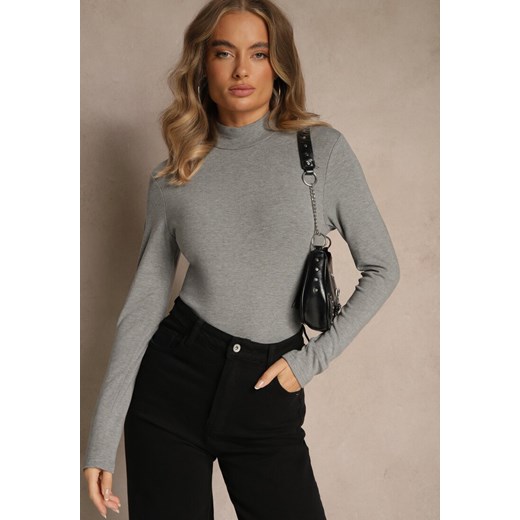 Szara Casualowa Bluzka z Golfem Longsleeve Ralaia ze sklepu renee.pl w kategorii Bluzki damskie - zdjęcie 187246915