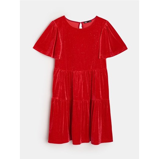 Sinsay - Sukienka bombka z połyskującą aplikacją - czerwony ze sklepu Sinsay w kategorii Sukienki - zdjęcie 187247186