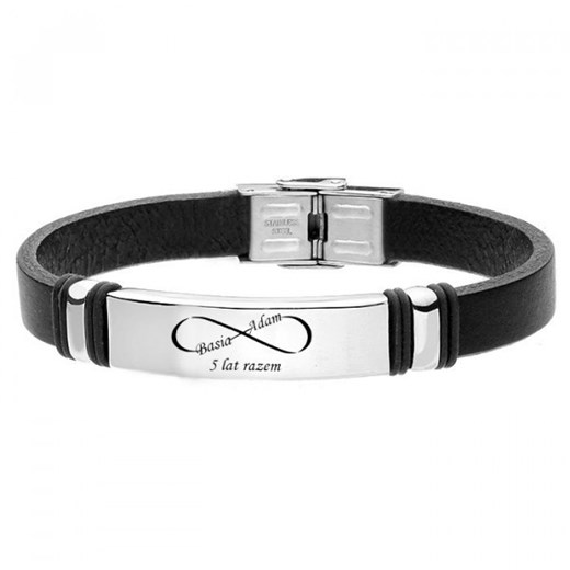 Czarna bransoletka męska ze skóry naturalnej – prezent z okazji 5. rocznicy ze sklepu manoki.pl w kategorii Bransolety - zdjęcie 187249995