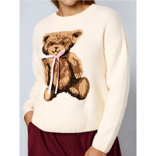 Sinsay - Sweter z nadrukiem - kremowy ze sklepu Sinsay w kategorii Swetry damskie - zdjęcie 187250395