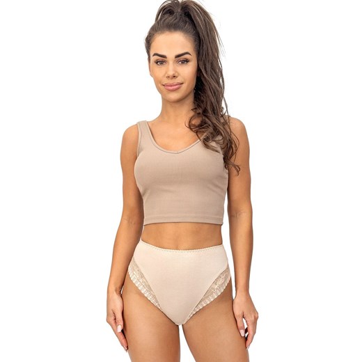 Donna koronkowe figi damskie z wysokim stanem beżowe 235, Kolor beżowy, Rozmiar S, Donna ze sklepu Intymna w kategorii Majtki damskie - zdjęcie 187253638